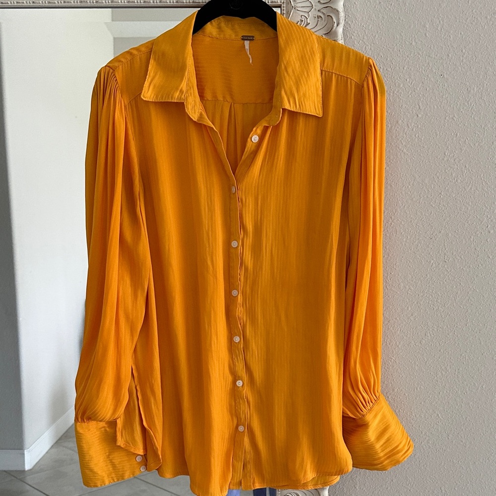 Free People Revolve Yellow Button-Down Shirt